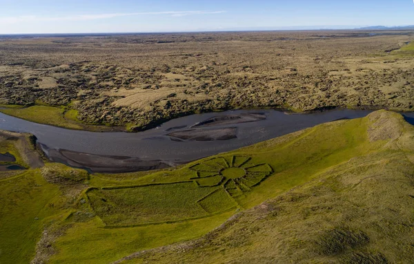 Landschap Van Ijsland Met Rivieren Prachtige Heuvels — Stockfoto