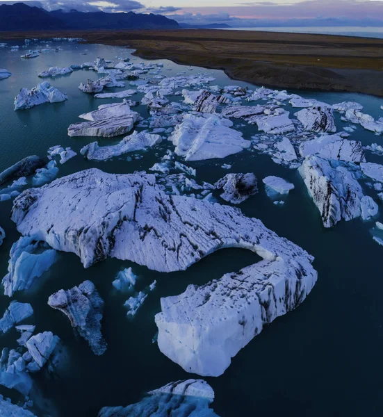 Laguna Glaciar Islandia Asegurando Puesta Sol — Foto de Stock