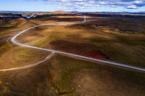 Islandzka Fotografia Lotnicza Zdobyta Przez Drona Piękny Krajobraz Hveraronf Obszarze — Zdjęcie stockowe