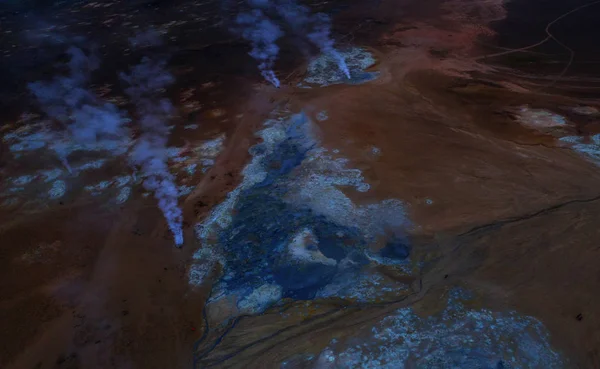 Ісландська Аерофотозйомка Зроблена Дроном Прекрасний Пейзаж Гвераронфі Області Активного Вулканізму — стокове фото