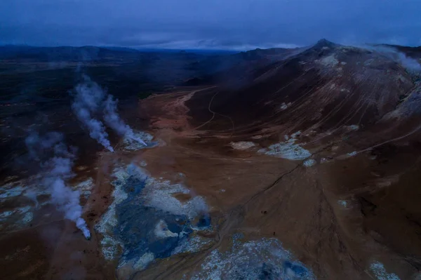 Ісландська Аерофотозйомка Зроблена Дроном Прекрасний Пейзаж Гвераронфі Області Активного Вулканізму — стокове фото