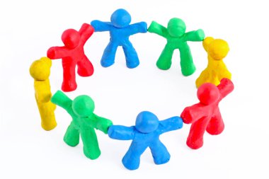 çeşitli neşeli hamuru insanların küçük daire 