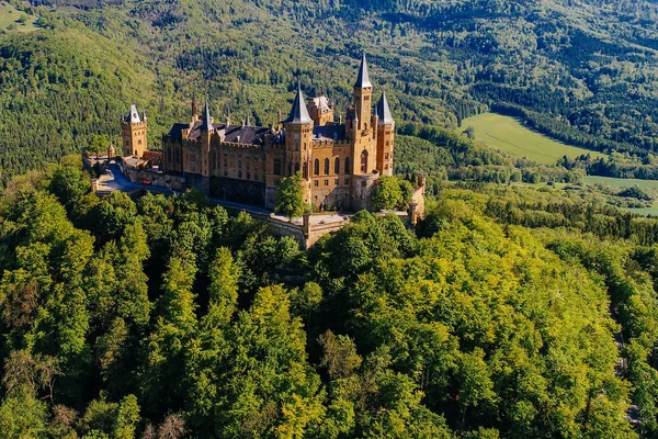 Luchtfoto Van Het Beroemde Kasteel Hohenzollern Duitsland Foto Genomen Met — Stockfoto