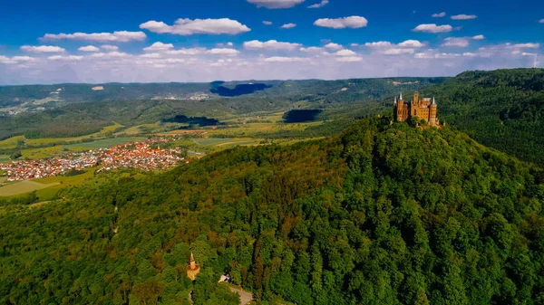 Vista Aérea Del Famoso Castillo Hohenzollern Alemania Foto Tomada Con —  Fotos de Stock