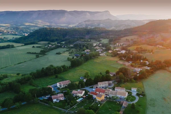 Panoramisch Bovenaanzicht Van Laragne Monteglin Area Frankrijk Genomen Met Drone — Stockfoto