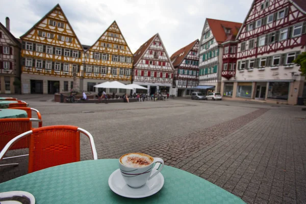 Die Tasse Cappuchino Straßencafé Herrenberg Deutschland — Stockfoto