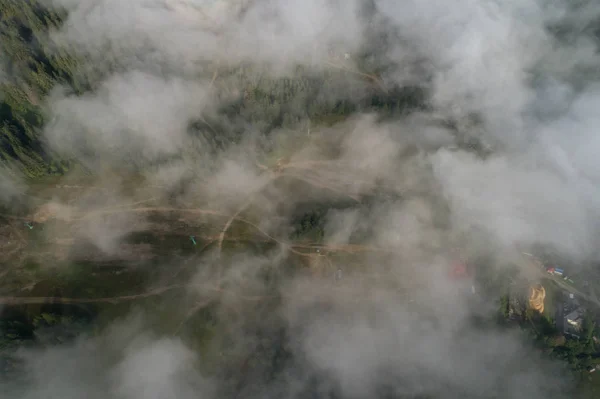 Karpaten Mit Wolken Foto Drohne — Stockfoto