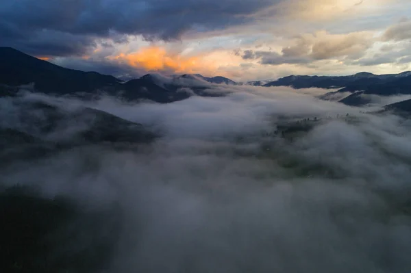 Fantastiska Sunrise Karpaterna Foto Taget Med Drönare — Stockfoto