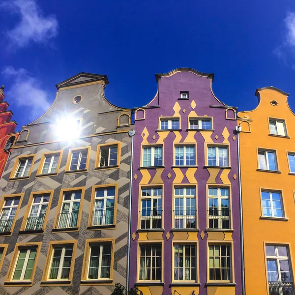 Belas Casas Coloridas Nas Ruas Gdansk Polônia — Fotografia de Stock