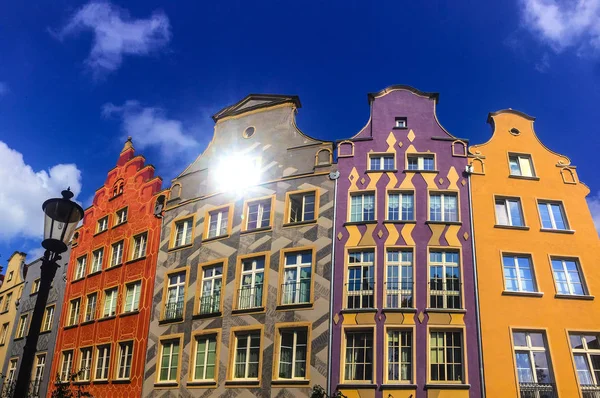 Piękne Kolorowe Domy Ulicach Gdańsk — Zdjęcie stockowe