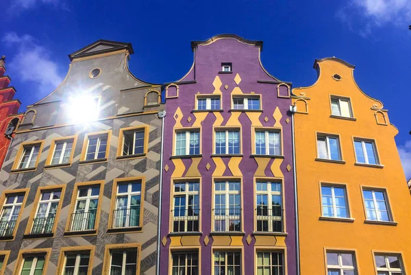 Belas Casas Coloridas Nas Ruas Gdansk Polônia — Fotografia de Stock