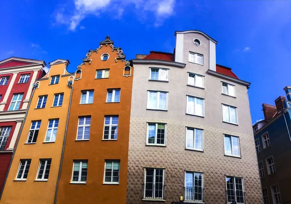 Gdansk Polonya Sokaklarında Güzel Renkli Evler — Stok fotoğraf