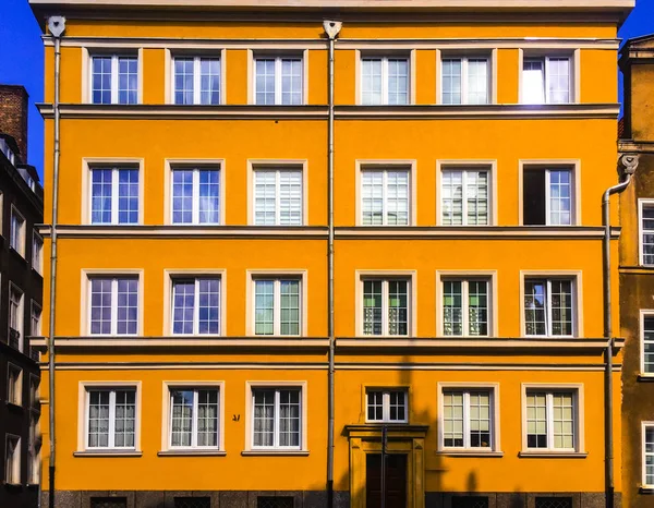 Gyönyörű Sárga Házak Utcán Gdansk Lengyelország — Stock Fotó