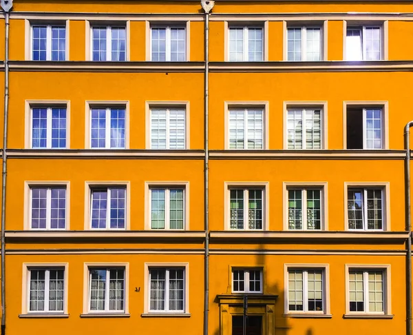 Belas Casas Amarelas Nas Ruas Gdansk Polônia — Fotografia de Stock