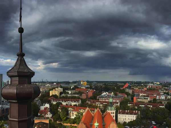 Cityscape Vista Aérea Sobre Cidade Velha Por Sol Gdansk Polônia — Fotografia de Stock