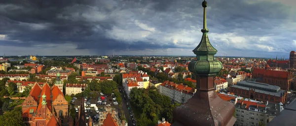 Cityscape Vista Aérea Sobre Cidade Velha Por Sol Gdansk Polônia — Fotografia de Stock