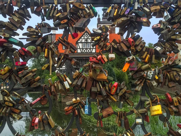 Gdansk Polen September 2018 Overvloed Van Liefde Sloten Een Brug — Stockfoto