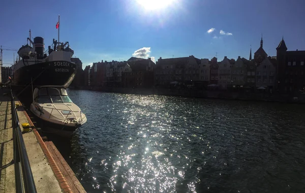 Gdansk Polonya Eylül 2018 Gdansk Polonya Motlawa Nehrinde Bir Limanda — Stok fotoğraf