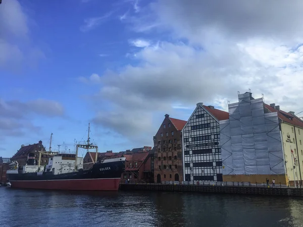 Gdansk Polónia Setembro 2018 Navios Porto Rio Motlawa Gdansk Polônia — Fotografia de Stock