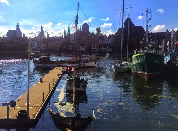 Gdansk Pologne Septembre 2018 Navires Dans Port Sur Fleuve Motlawa — Photo