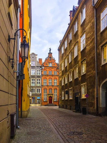 Gdansk Şehir Merkezinde Geleneksel Evin Cephe Mimarisi Bina — Stok fotoğraf