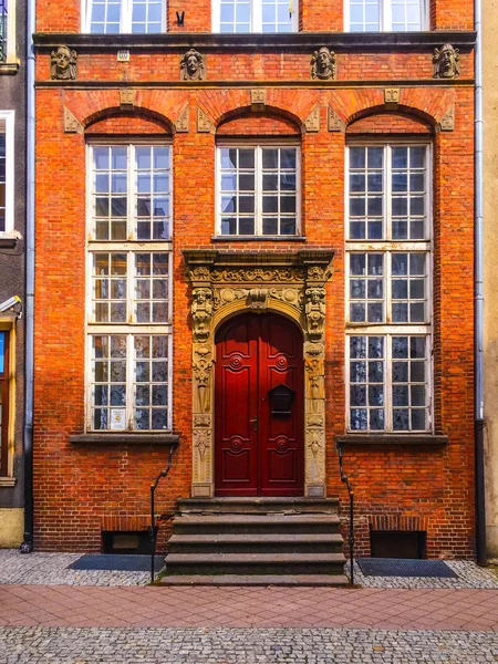 Edificio Fachada Arquitectura Casa Tradicional Del Centro Ciudad Gdansk —  Fotos de Stock