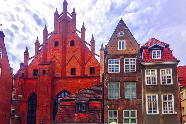 Arquitetura Fachada Construção Casa Tradicional Centro Cidade Gdansk — Fotografia de Stock