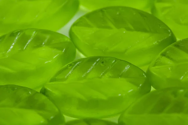 Зеленый Лист Формы Желе Конфеты Фон — стоковое фото