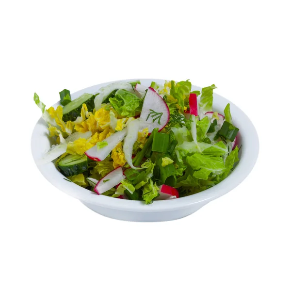 Färska Grönsaker Sallad Plattan Isolerade — Stockfoto