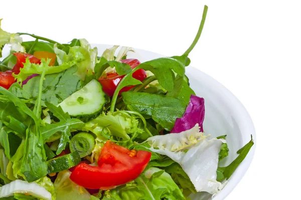 Färska Grönsaker Sallad Plattan Isolerade — Stockfoto