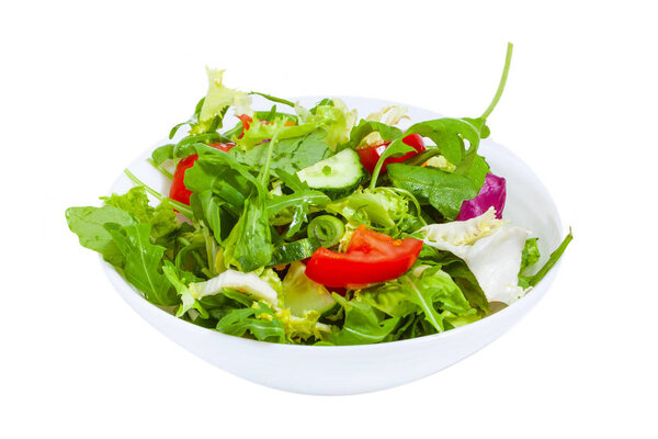 Fresh vegetable salad  in plate, isolated