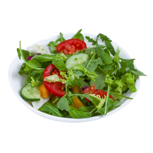 Salade Légumes Frais Dans Une Assiette Isolée — Photo