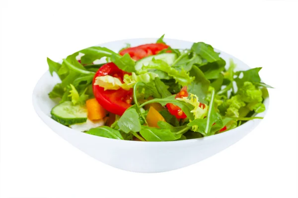 Vers Fruit Salade Met Plaat Geïsoleerd — Stockfoto