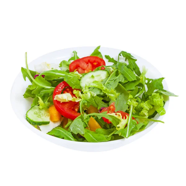 Färska Grönsaker Sallad Plattan Isolerade — Stockfoto