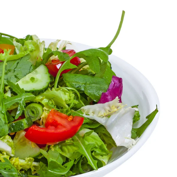 Vers Fruit Salade Met Plaat Geïsoleerd Stockafbeelding