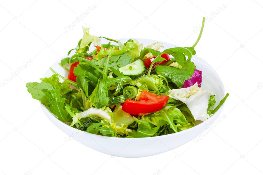 Fresh vegetable salad  in plate, isolated