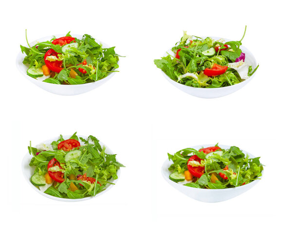 Fresh vegetable salad  in plate, isolated