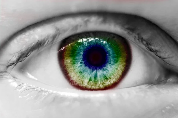 Arco Íris Humano Gradiente Olho Macro — Fotografia de Stock