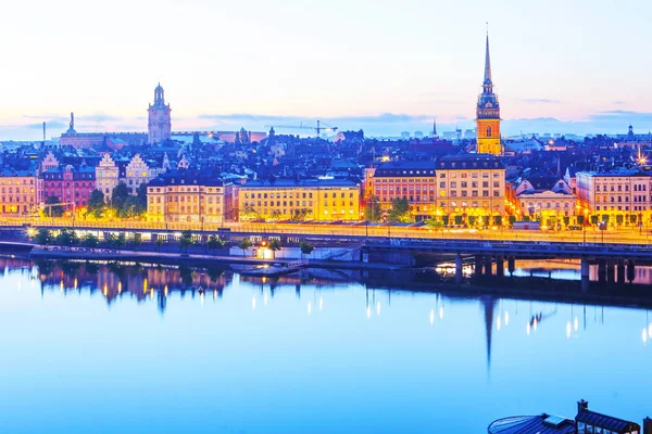 Panorama sceniczny wieczór stockholm, Szwecja — Zdjęcie stockowe