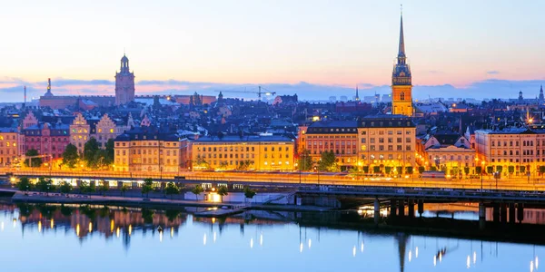 Panorama sceniczny wieczór stockholm, Szwecja — Zdjęcie stockowe