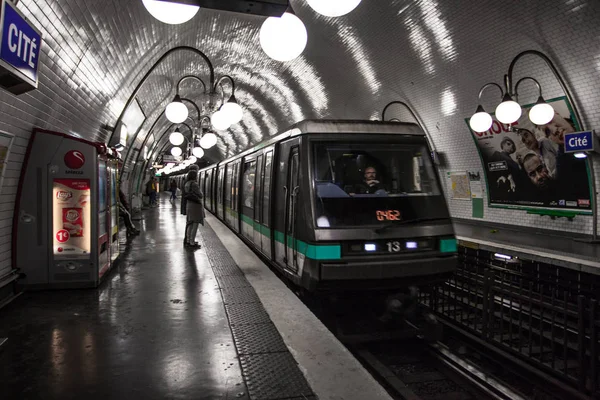París Francia Paris Metro Interior Septiembre 2016 Segundo Sistema Metro — Foto de Stock