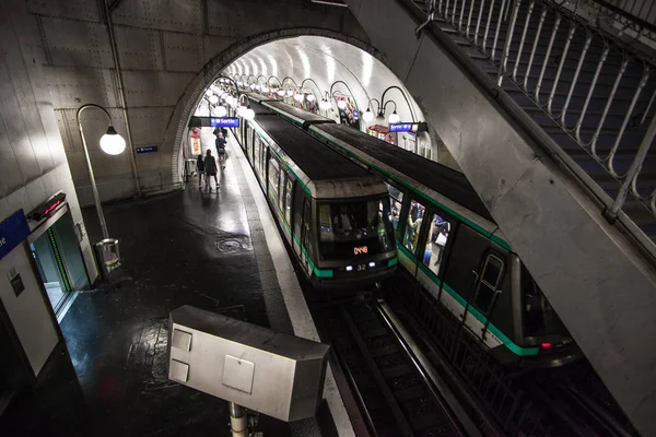 París Francia Paris Metro Interior Septiembre 2016 Segundo Sistema Metro — Foto de Stock