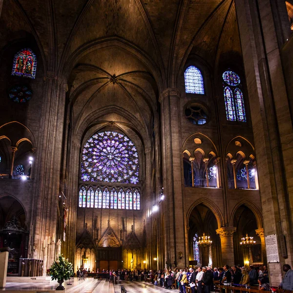 Parijs October1 2016 Notre Dame Paris Kathedraal Interieur Oktober 2016 — Stockfoto