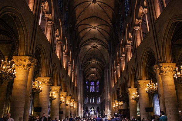Paris October1 2016 Notre Dame Paris Cathedral Interior October 2016 — Stock Photo, Image