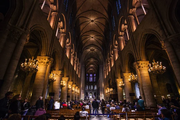 Paris Outubro 2016 Catedral Notre Dame Paris Interior Outubro 2016 — Fotografia de Stock