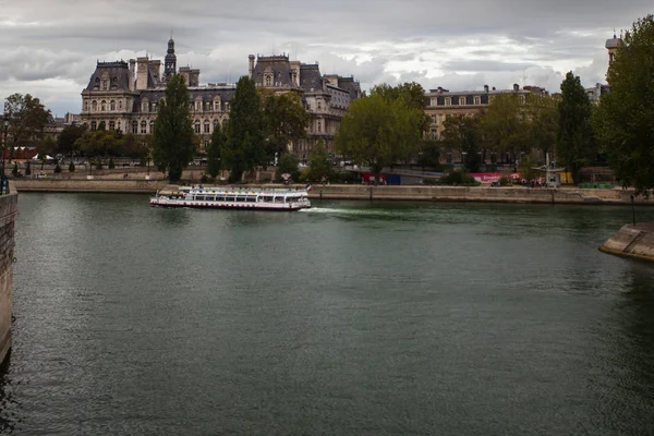 Париж Франція Жовтня 2016 Подивитися Сена Острів Cite Petit Міст — стокове фото