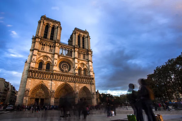 Notre Dame Katedrális Alkonyatkor Napnyugta Időpontja Paris Franciaország — Stock Fotó