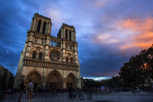 Notre Dame Cathedral Dusk Sunset Time Paris France — Stock Photo, Image