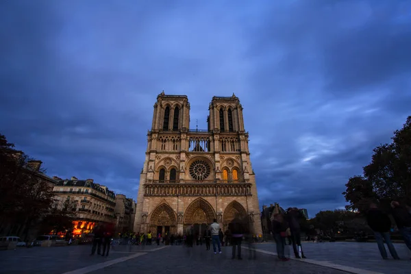 Notre Dame Cathedral Dusk Sunset Time Paris France — Stock Photo, Image
