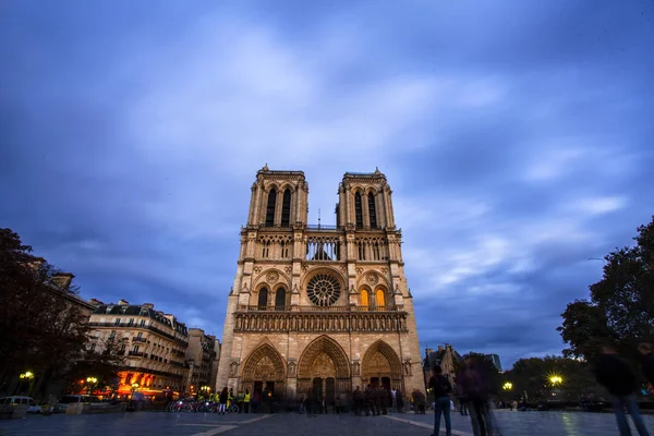 Notre Dame Katedralen Ved Solnedgang Paris Frankrike – stockfoto